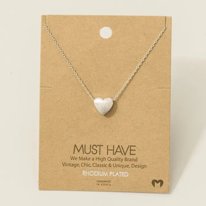 Brushed Gold Dipped Heart Pendant Necklace