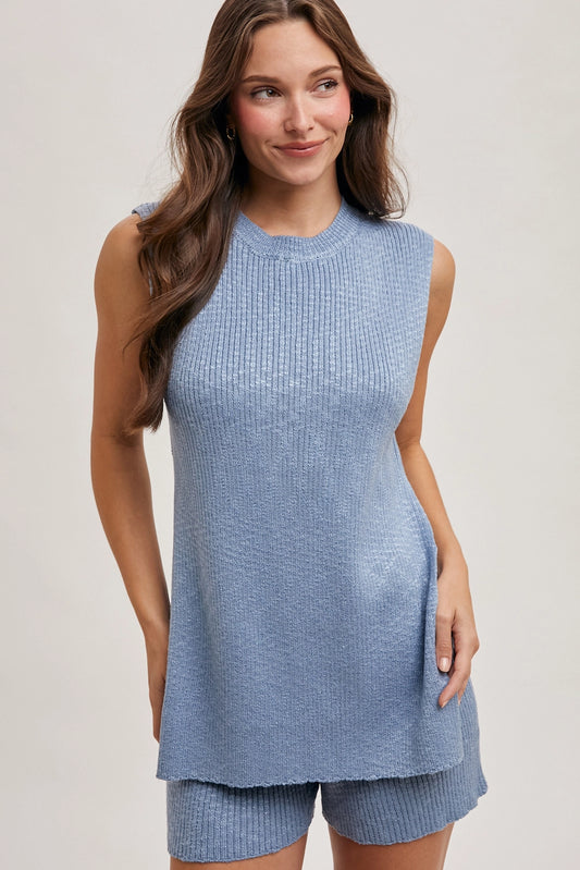 Chambray Knit Sweater Set