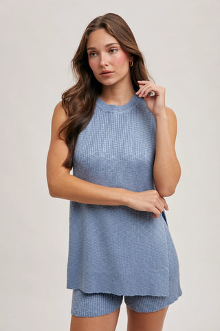Chambray Knit Sweater Set