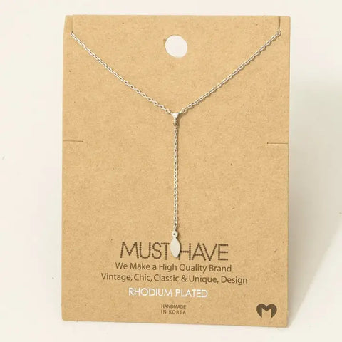 Gold Dipped Cz Lariat Chain Necklace