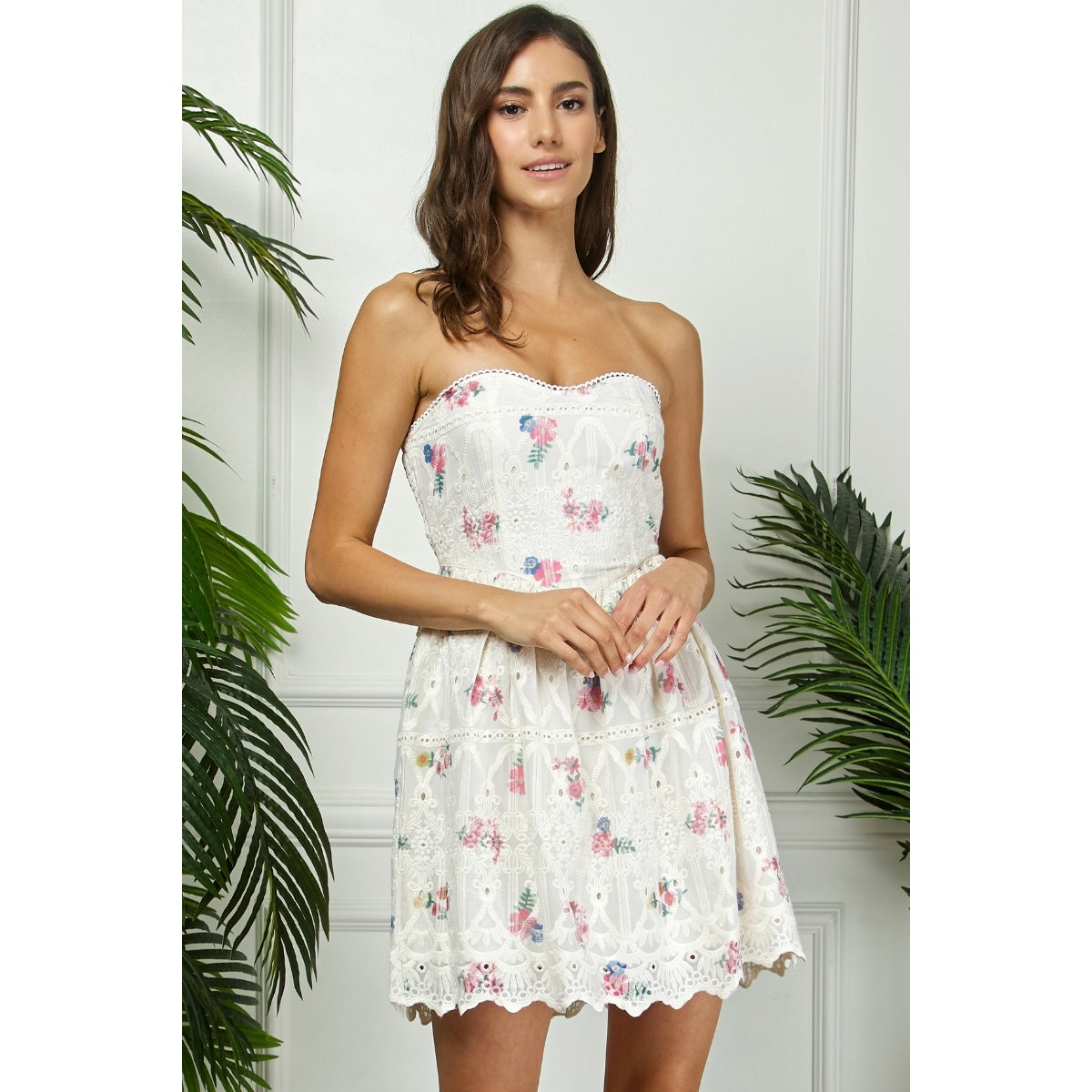 Flower & Lace Mini Dress