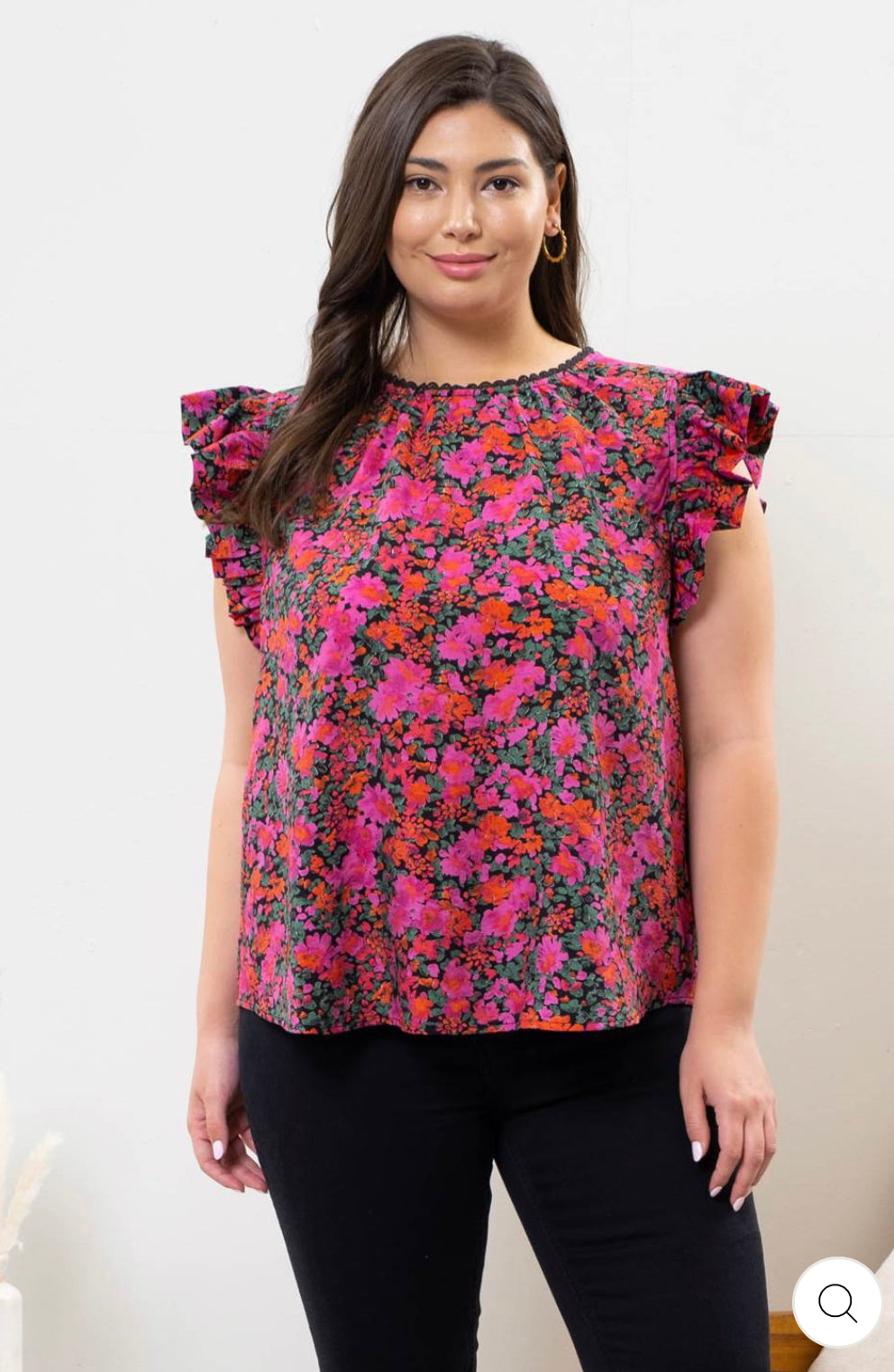 Plus Size Black Floral Top