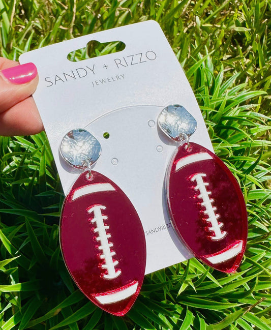 Crimson Football Earrings