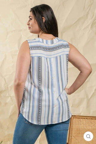 Multi Pattern Sleeveless Top (Plus Size)