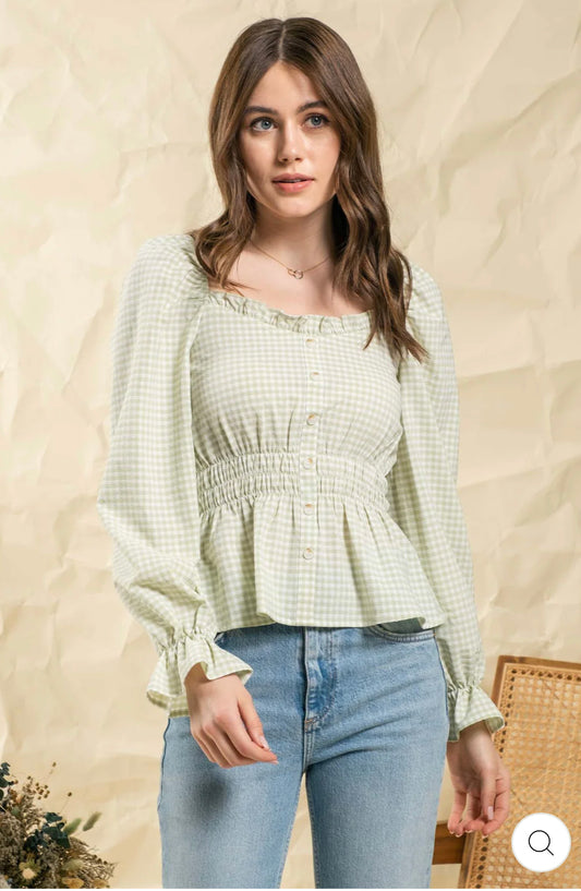 Gingham Ruffled Top