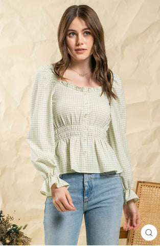 Gingham Ruffled Top