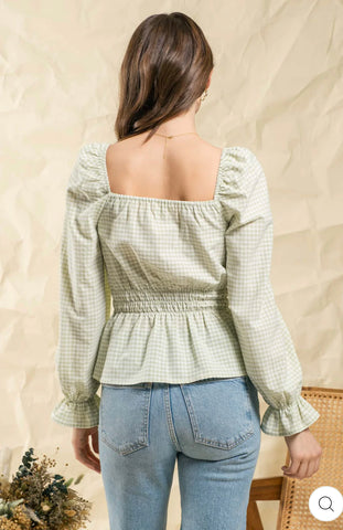 Gingham Ruffled Top