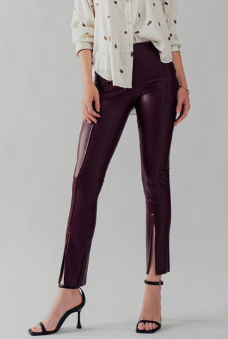 Faux Leather Split Hem Pants