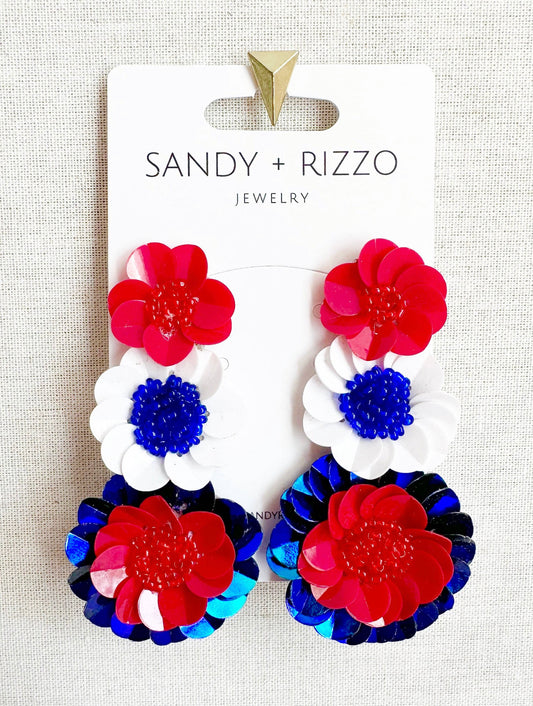 Hand Beaded Flower Earrings