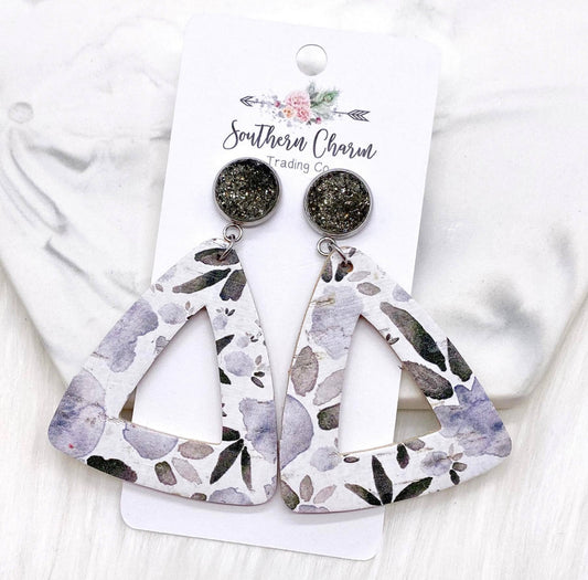 Grey Sparkes & Pansy Earrings