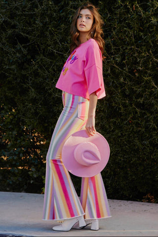 Abstract Flare Denim Pants